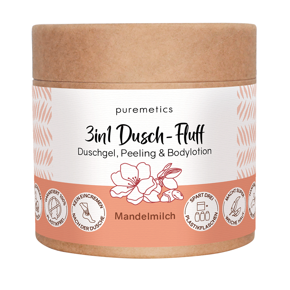 Bild: puremetics 3in1 Dusch Fluff Mandelmilch