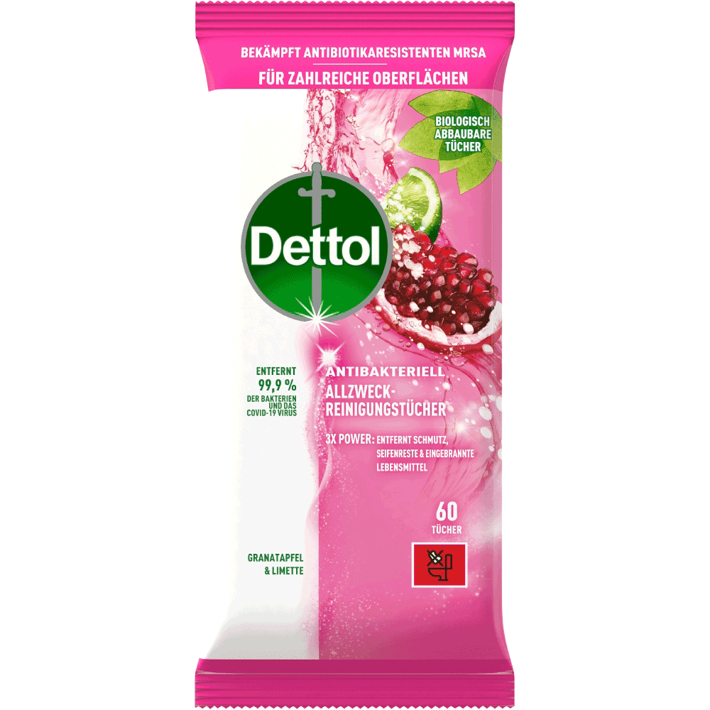 Bild: Dettol Allzweck-Reinigungstücher Granatapfel & Limette