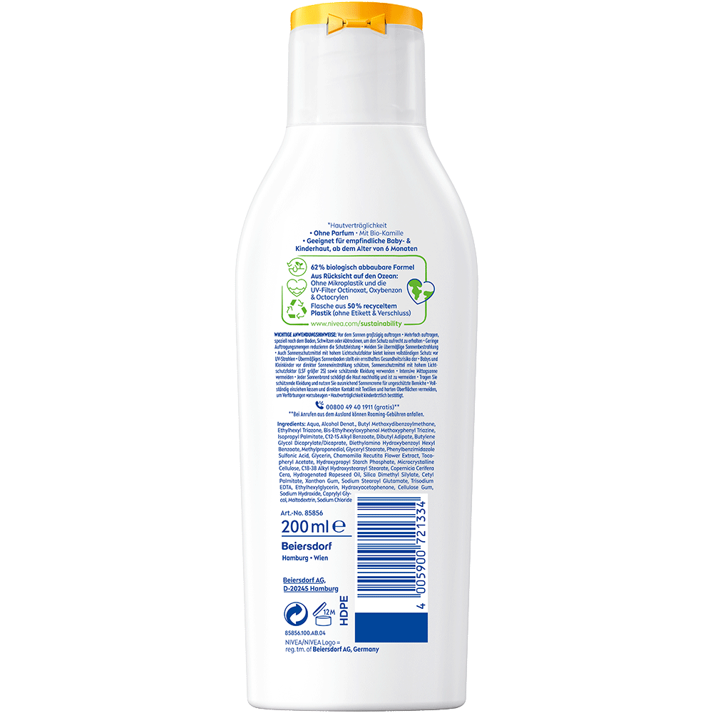 Bild: NIVEA Sun Babies & Kids Sonnenschutz Sensitiv LSF 50+