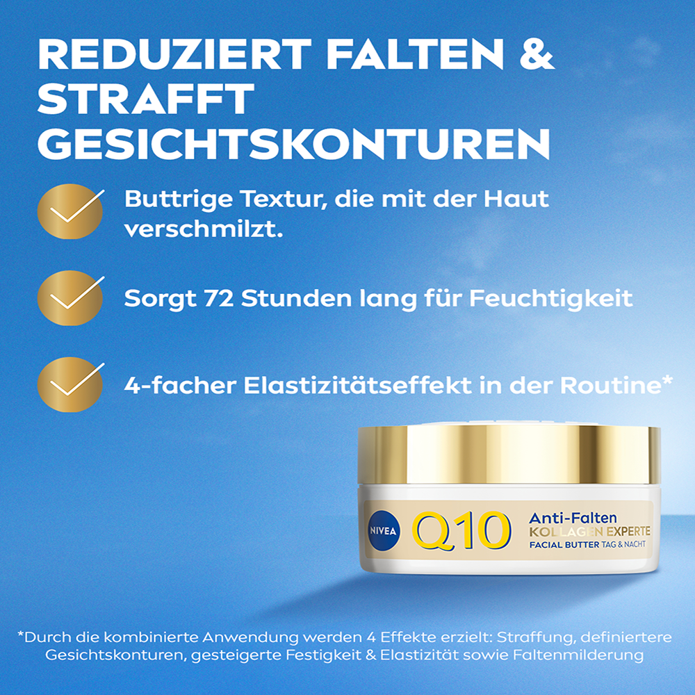 Bild: NIVEA Q10 Anti Falten Kollagen Experte Facial Butter Tag und Nacht