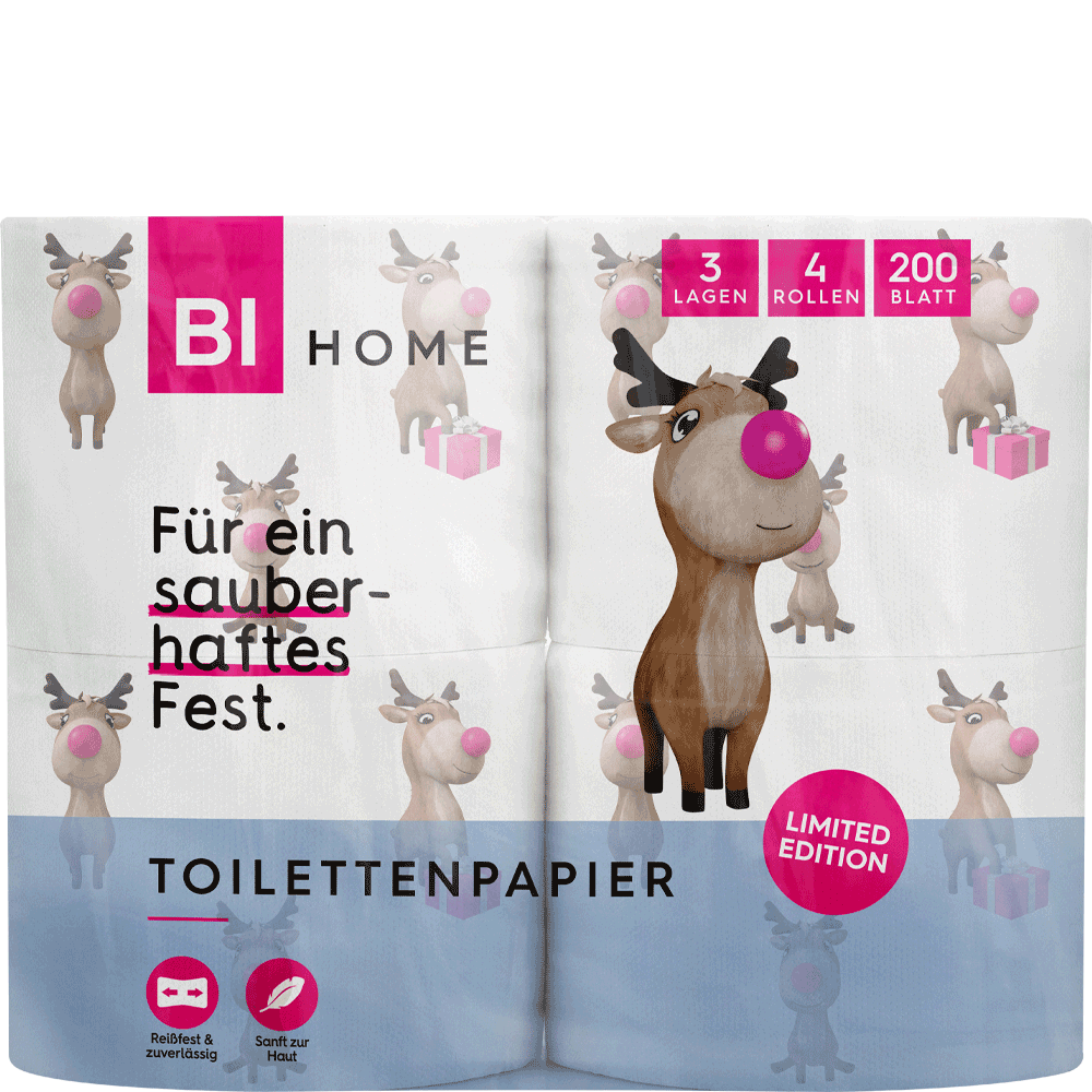 Bild: BI HOME Toilettenpapier Rentier X-Mas Edition