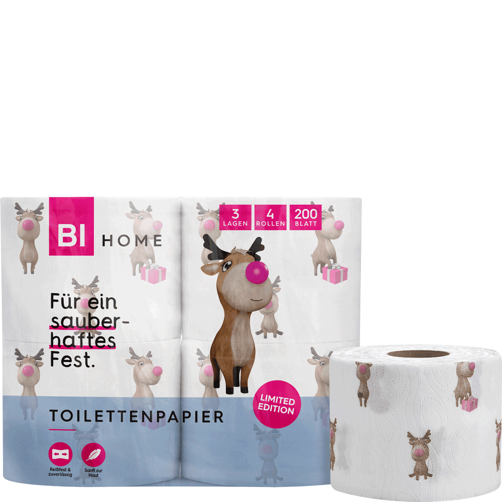 Bild: BI HOME Toilettenpapier Rentier X-Mas Edition