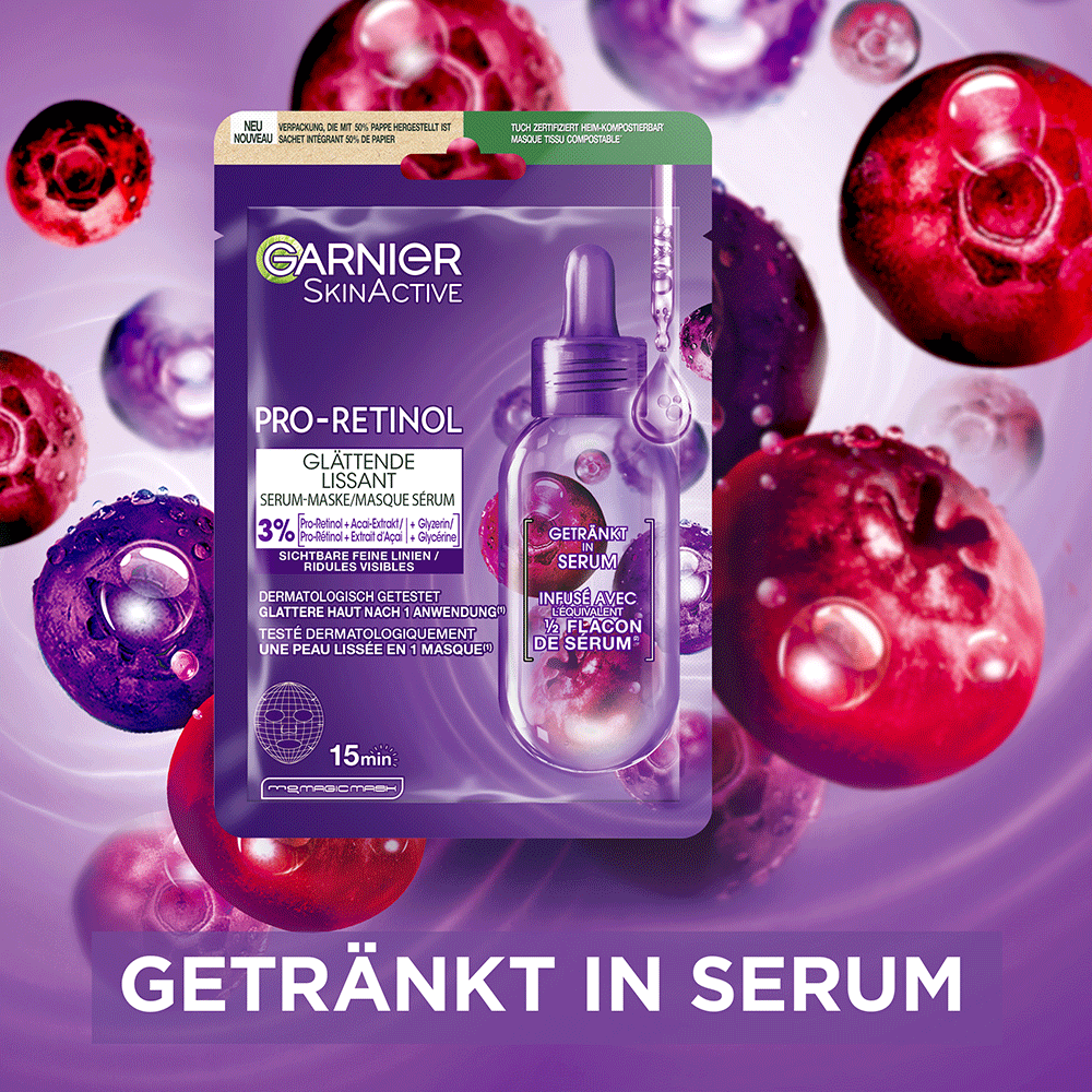Bild: GARNIER SKIN ACTIVE Pro-Retinol Glättende Serum-Maske