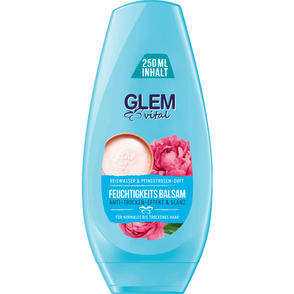 Bild: GlemVital Feuchtigkeits Balsam Reiswasser & Pfingstrosen Duft