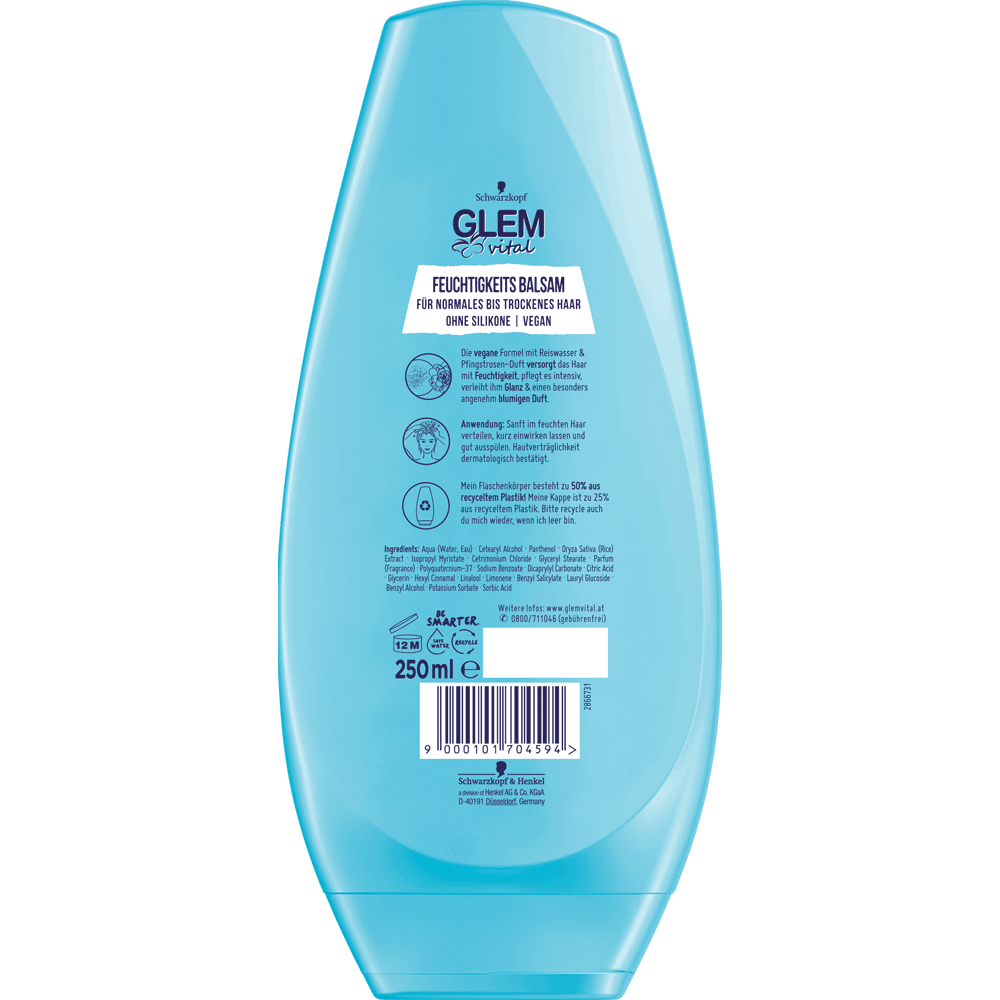 Bild: GlemVital Feuchtigkeits Balsam Reiswasser & Pfingstrosen Duft