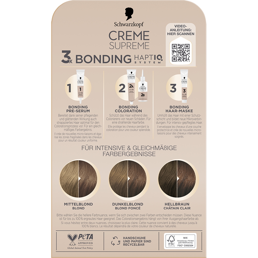 Bild: Schwarzkopf Creme Supreme Creme Coloration Dunkles Beigeblond