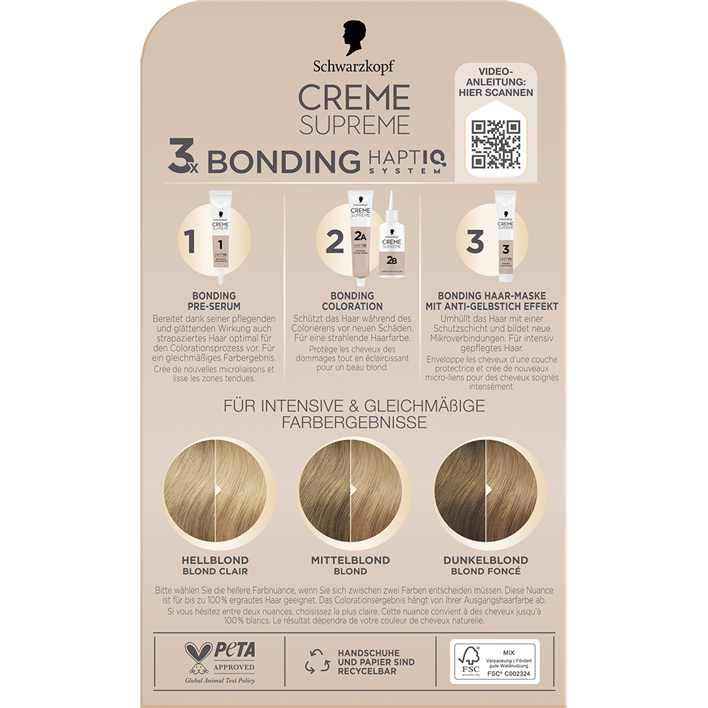 Bild: Schwarzkopf Creme Supreme Creme Coloration Helles Kühles Blond