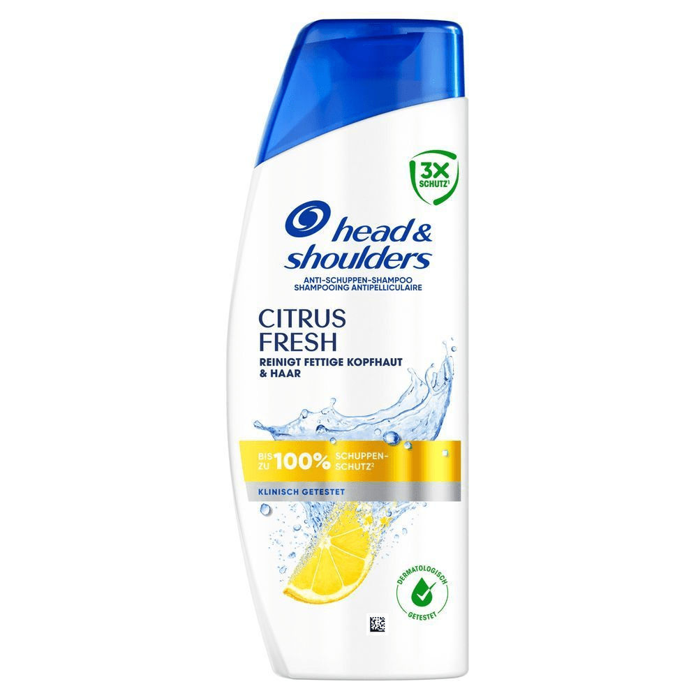 Head & Shoulders Citrus Fresh Anti-Schuppen Shampoo, mit dem Hinweis Bis zu 100% Schuppen-Schutz.