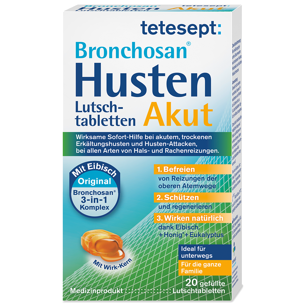 Bild: tetesept: Bronchosan Husten Akut Lutschtabletten 