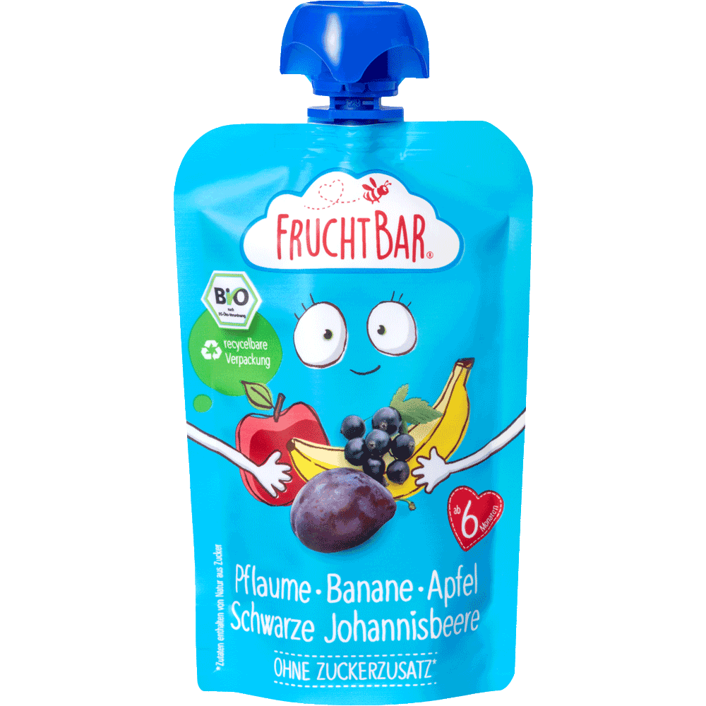 Bild: FruchtBar Quetsche Pflaume-Banane-Apfel-Schwarze Johannisbeere