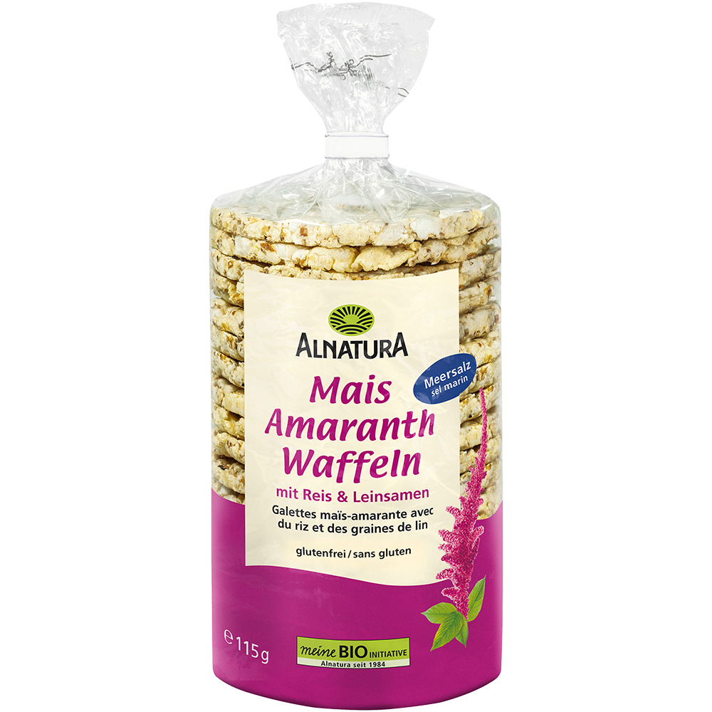 Bild: ALNATURA Mais-Amaranth Waffeln mit Reis und Leinsamen 
