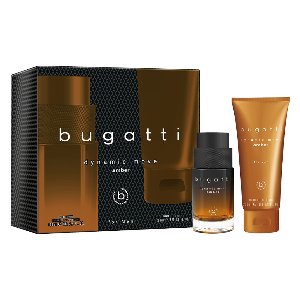 Bild: Bugatti Dynamic Move Amber Men Geschenkset Eau de Toilette 100 ml + Duschgel 200 ml