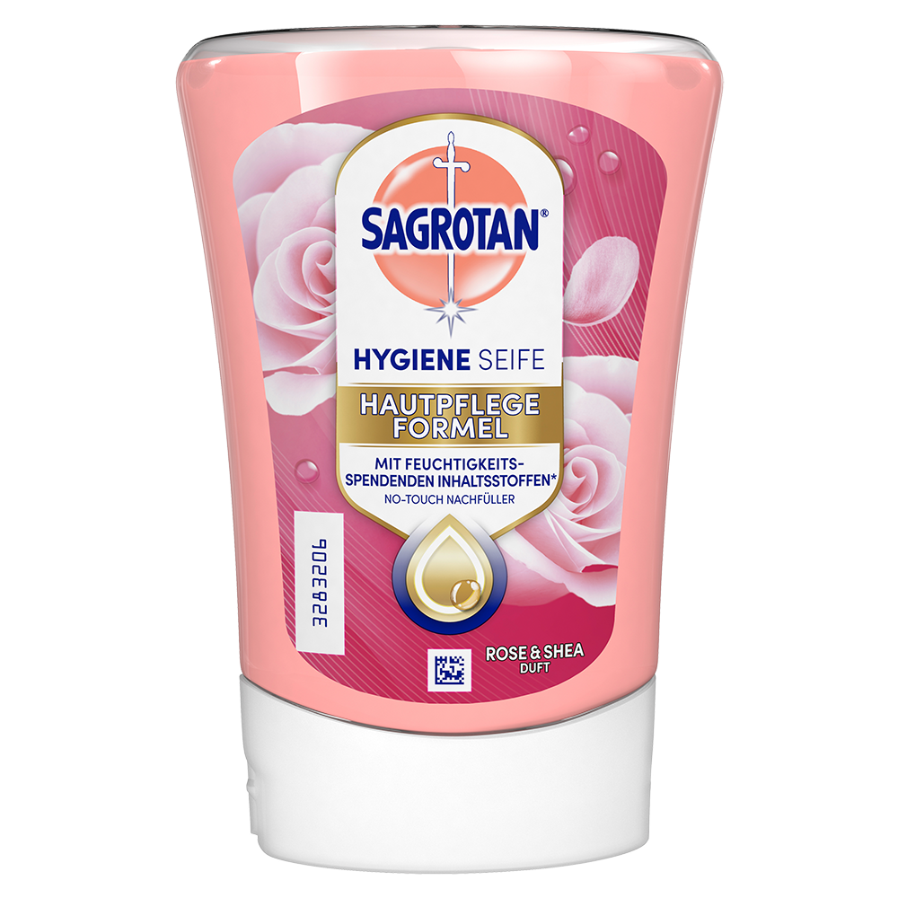 Bild: SAGROTAN Hygiene Seife Nachfüller Rose und Shea Duft 