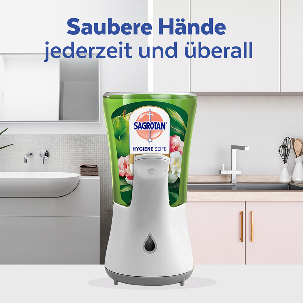 Bild: SAGROTAN Hygiene Seife Nachfüller Blühende Apfelwiese Duft 