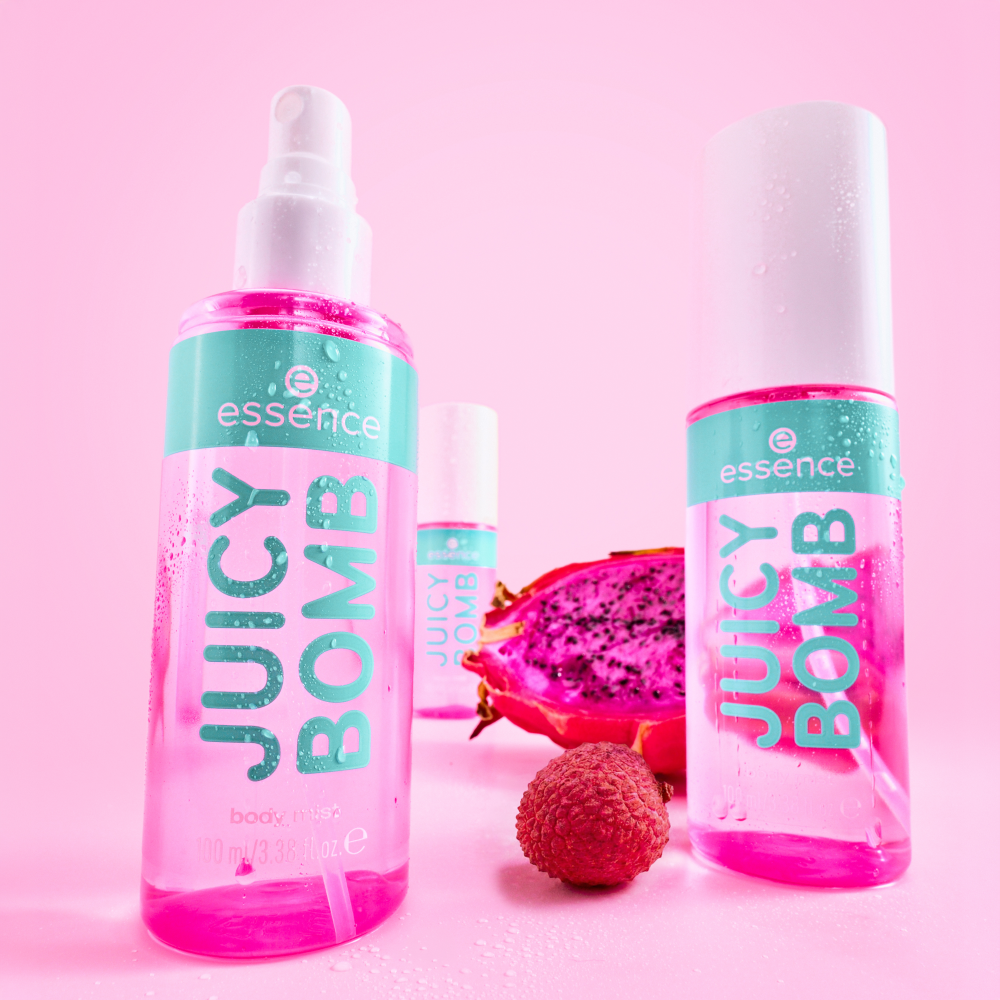 Bild: essence JUICY BOMB tropical drop body mist Lychee Livin' 
