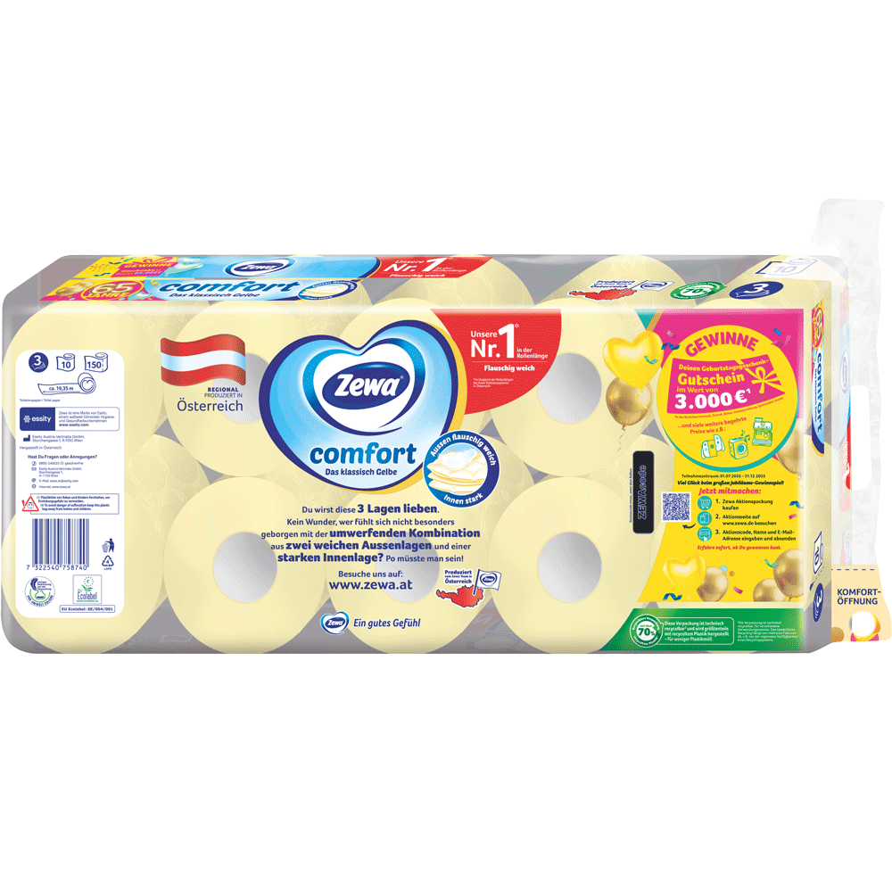 Bild: Zewa Comfort Das klassisch Gelbe Toilettenpapier