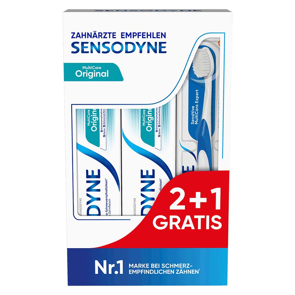 Bild: SENSODYNE Multi Care Original Zahnpasta + Zahnbürste 