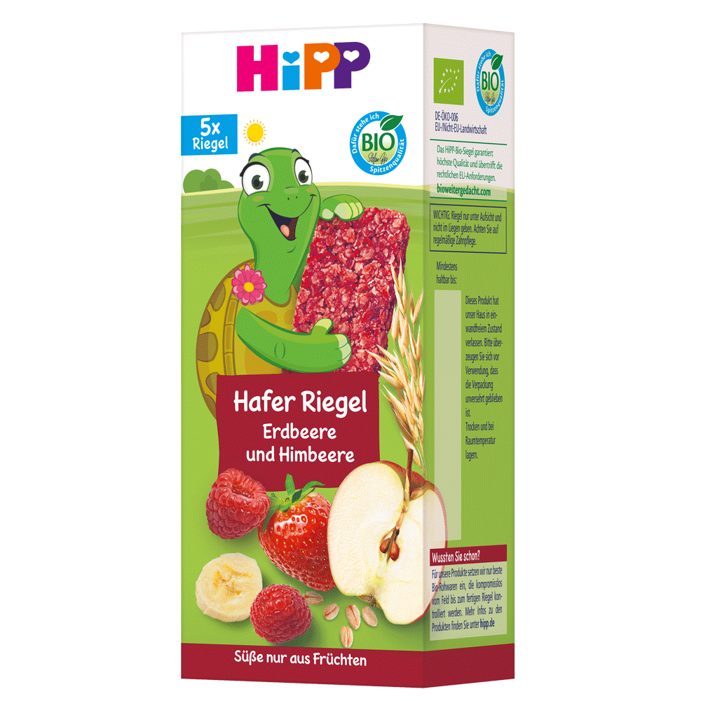 Bild: HiPP Hafer Riegel Erdbeere und Himbeere 