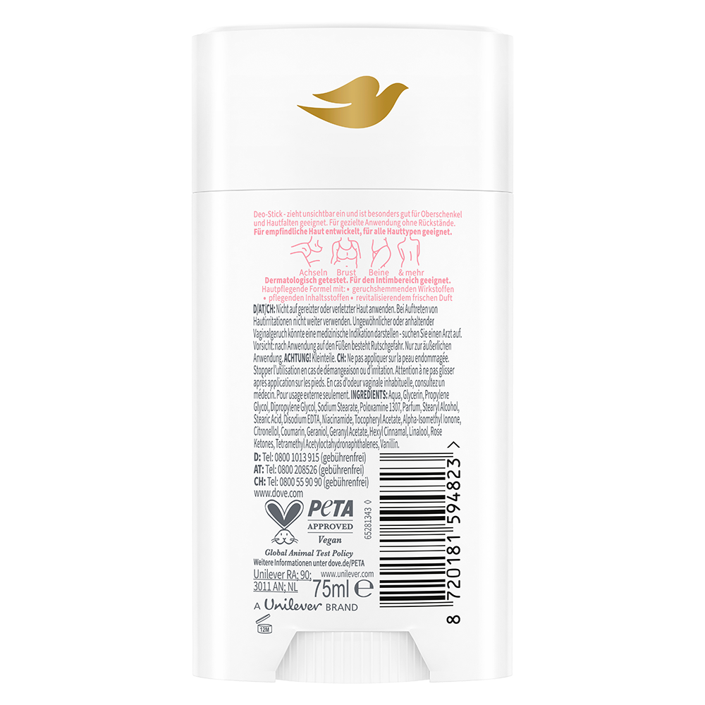 Bild: Dove Whole Body Deo Stick Himbeer und Rosenduft 