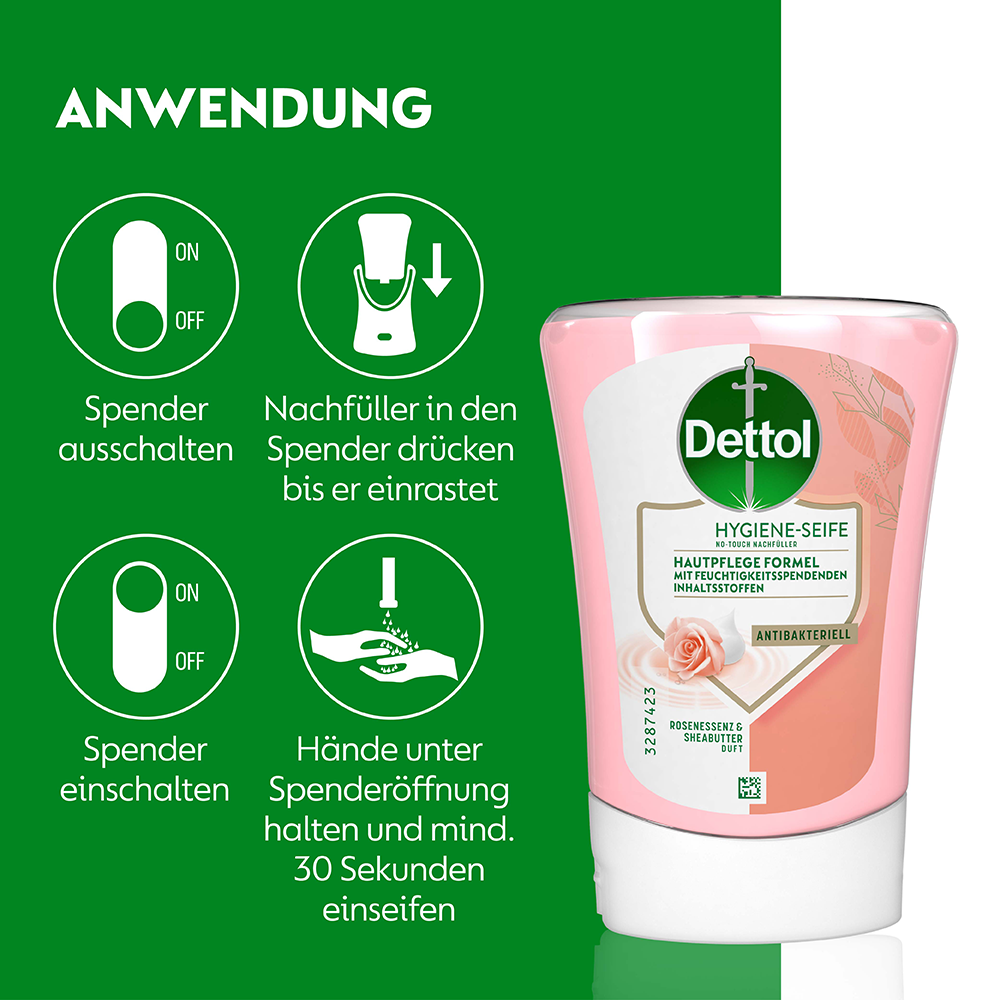Bild: Dettol No-Touch Nachfüllung Sheabutter & Rosenessenz 