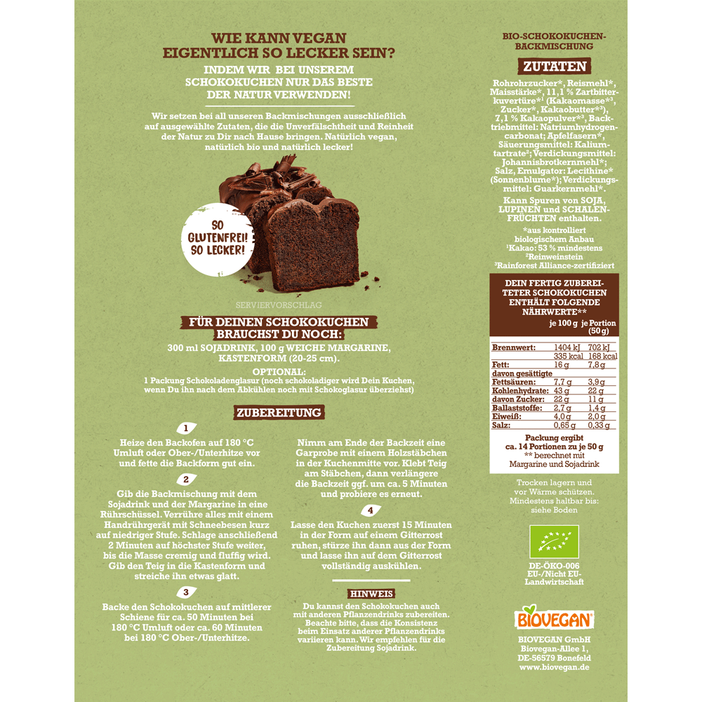 Bild: Biovegan Backmischung Mein Schokokuchen 