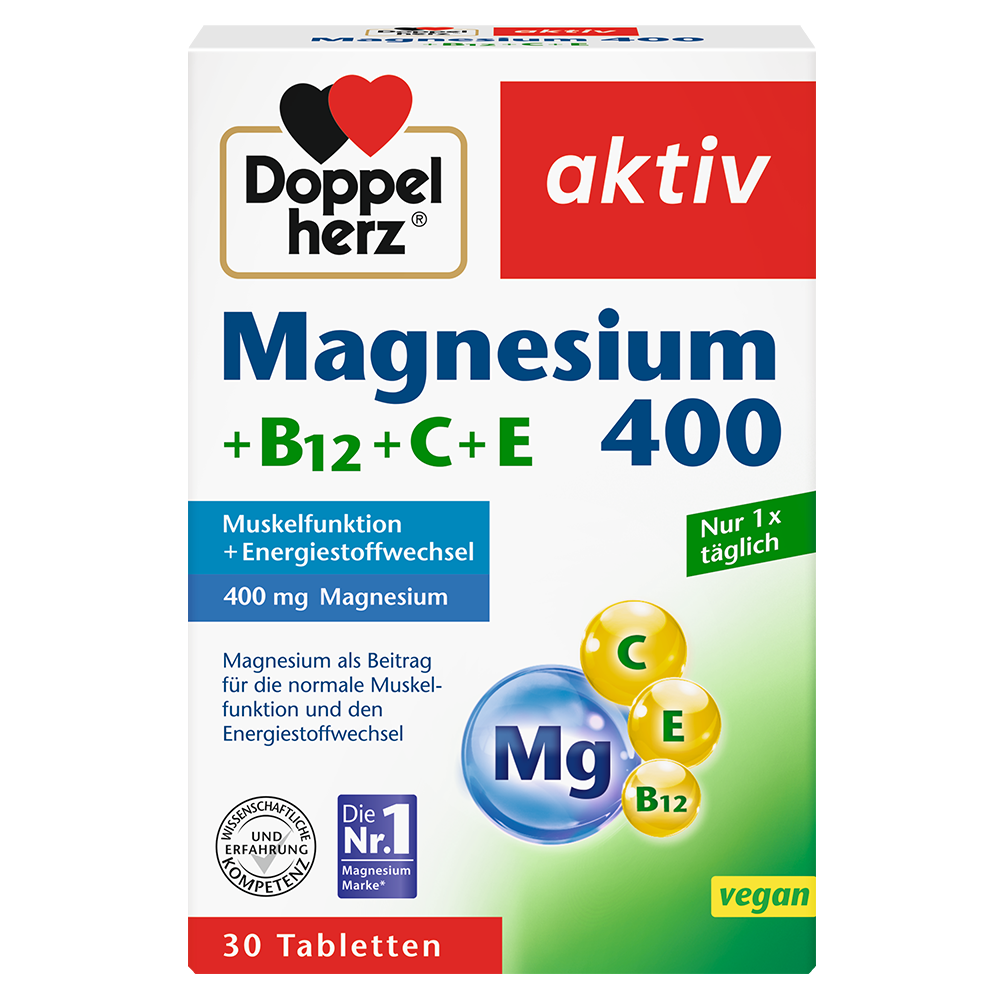 Bild: DOPPELHERZ Magnesium 400 + B12 + C + E 