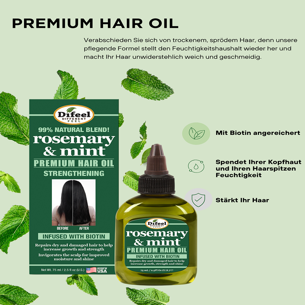 Bild: Difeel Premium Haar Öl Strenghtening Rosemary and Mint 