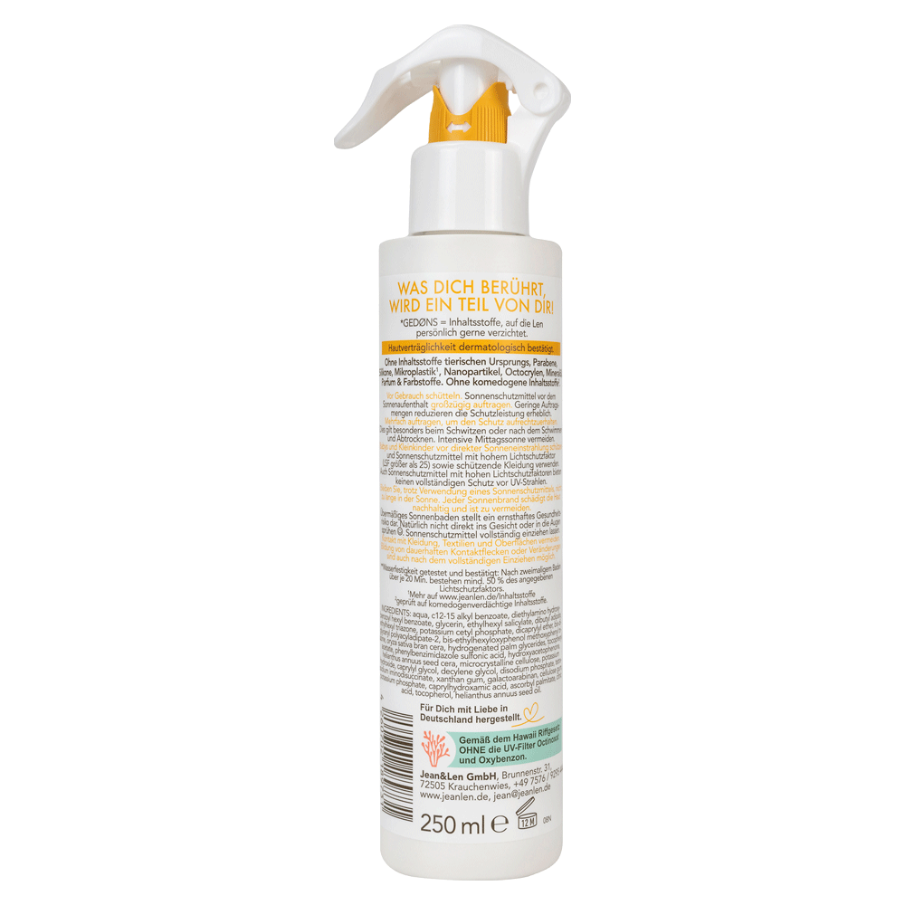 Bild: Jean&Len Sensitive Sonnenspray LSF 50 