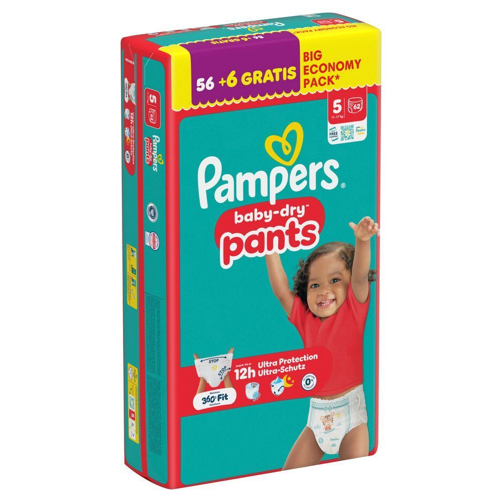 Pampers baby-dry pants, 56+6 gratis Windeln, 12h Ultra-Schutz.