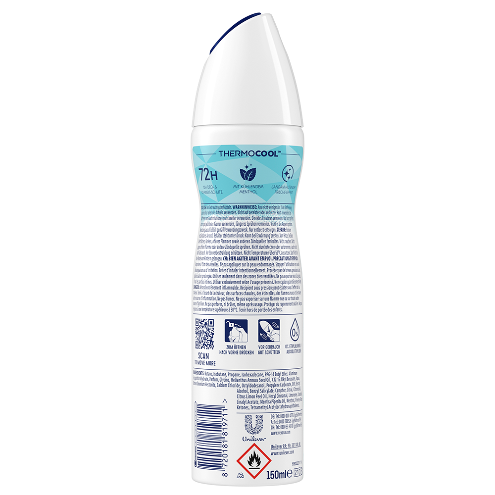 Bild: Rexona Deo Spray Thermocool Non Stop Protection Eucalyptus und Coconut Water 
