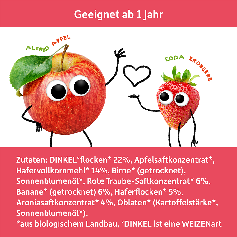 Bild: Freche Freunde Frecher Riegel Apfel und Erdbeere 