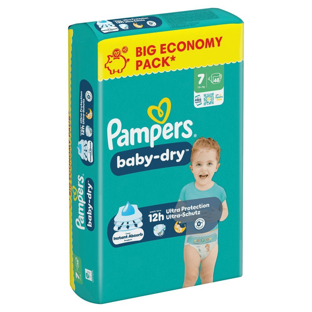 Baby krabbelt auf einem Teppich. Teste Pampers Baby-Dry Pants, sobald dein Baby aktiver wird.
