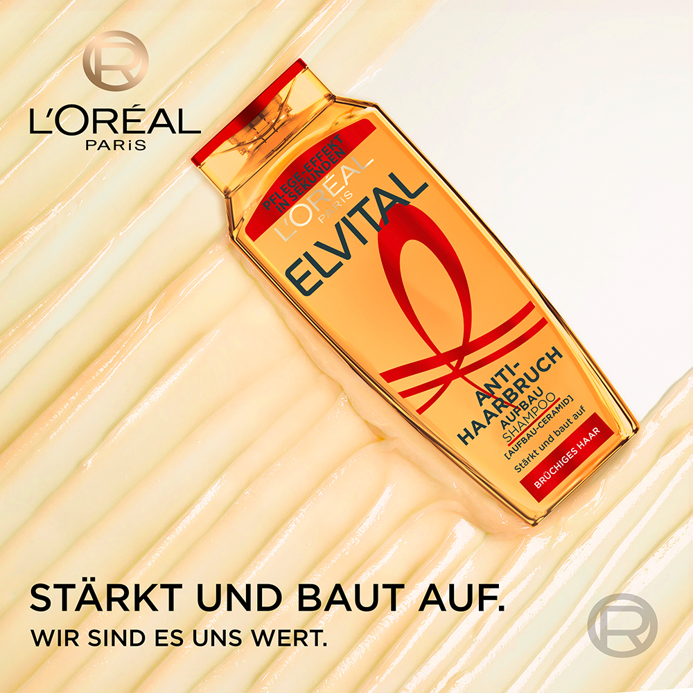 Bild: L'ORÉAL PARIS ELVITAL Anti-Haarbruch Pflegendes Aufbau Shampoo 