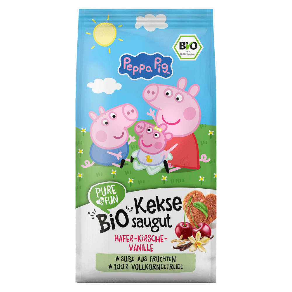 Bild: Pure & Fun Peppa Pig Bio Kekse saugut Hafer, Kirsche, Vanille 