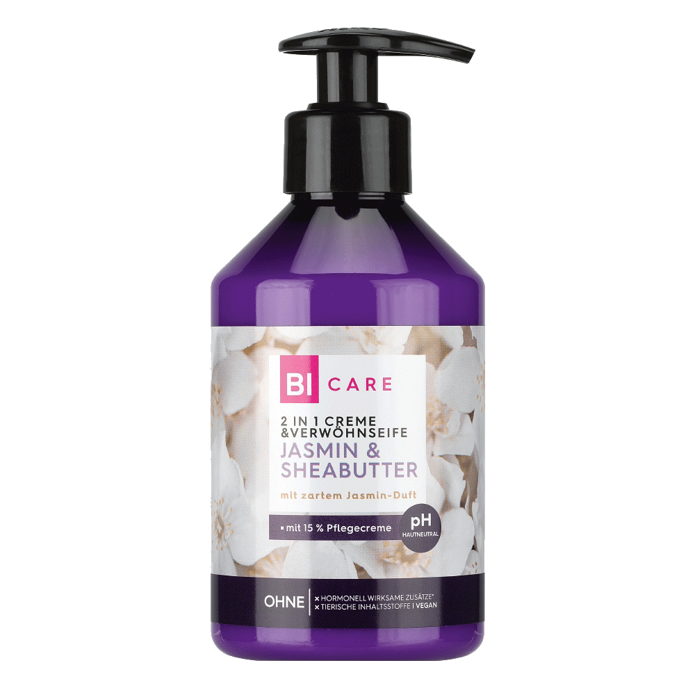 Bild: BI CARE 2in1 Creme & Verwöhnseife Jasmin & Sheabutter 