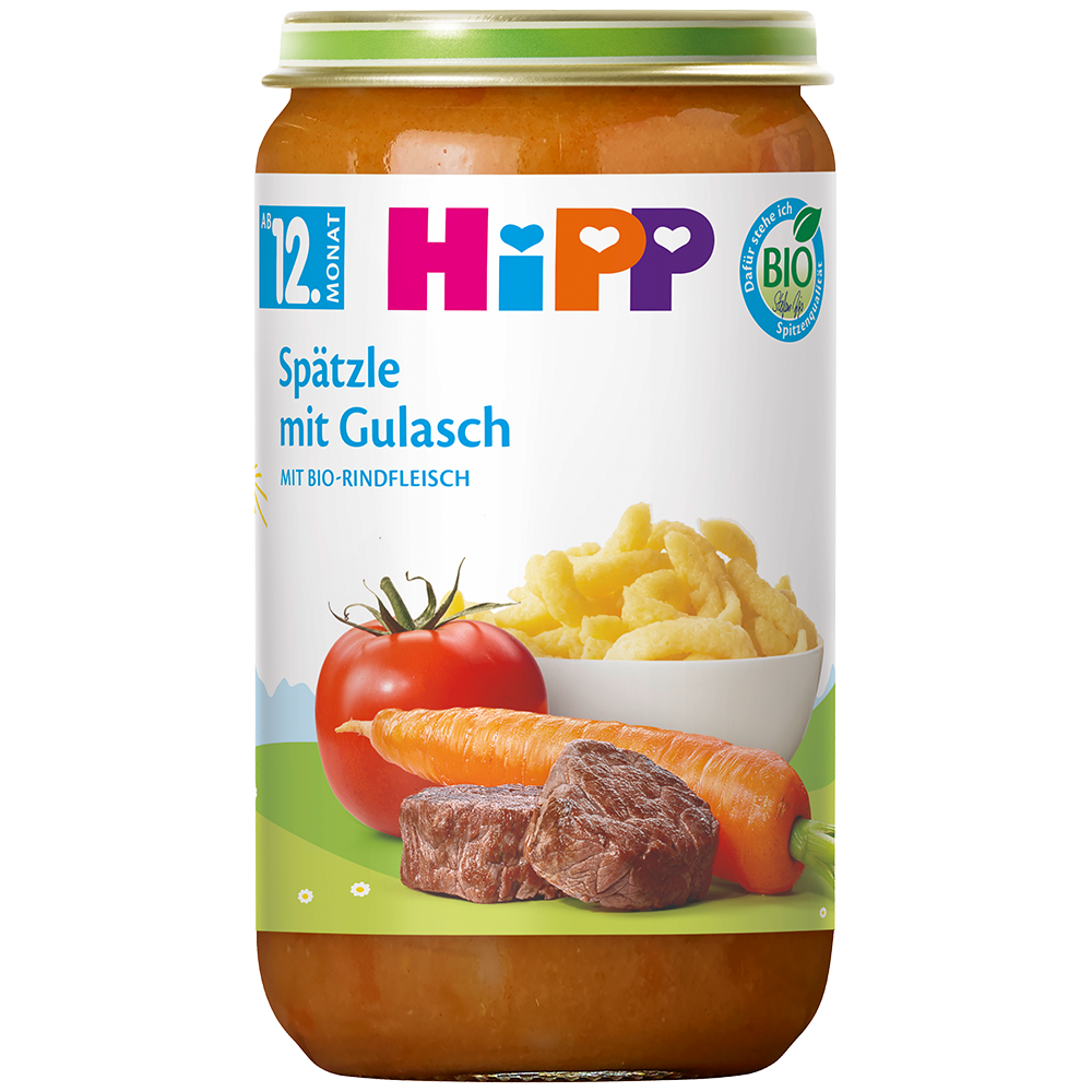 Bild: HiPP Spätzle mit Gulasch mit Bio-Rindfleisch 