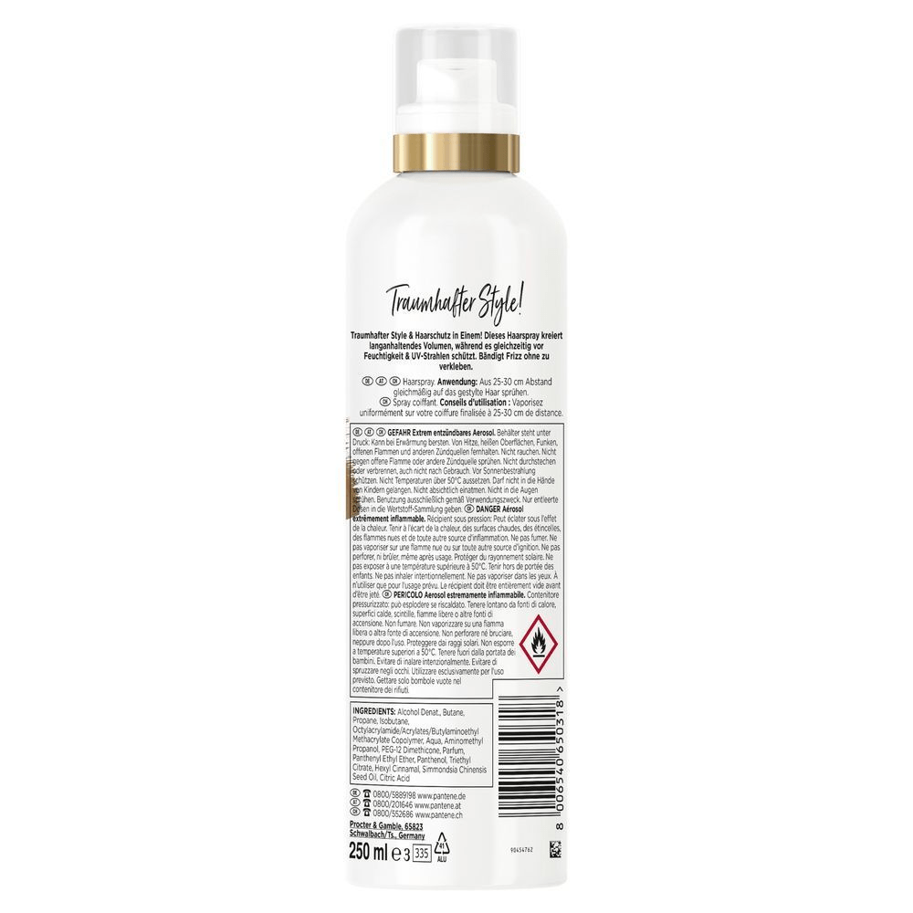 Pantene Pro-V 500ml Traumhafter Style Haarspray für langanhaltendes Volumen, schützt vor Feuchtigkeit und UV-Strahlen und bändigt Frizz ohne zu verkleben.;