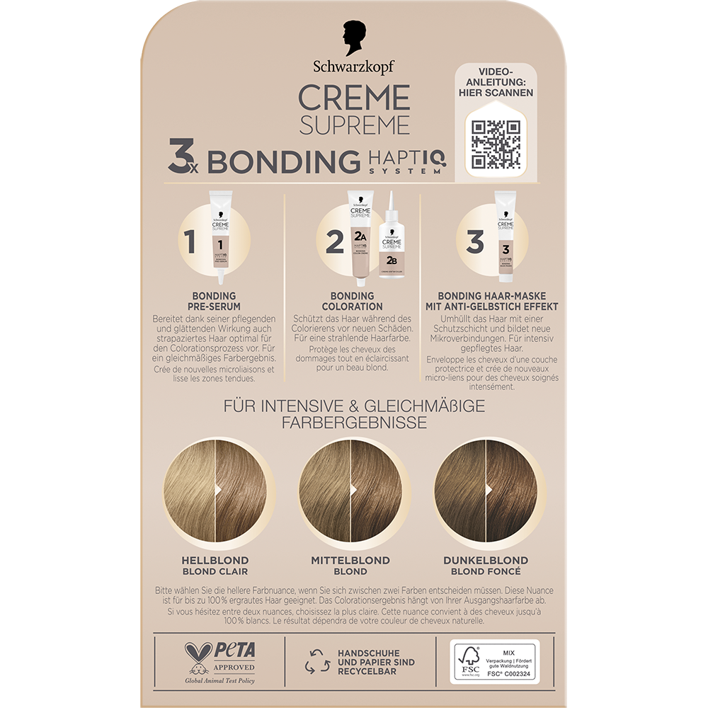 Bild: Schwarzkopf Creme Supreme Creme Coloration Kühles Aschblond