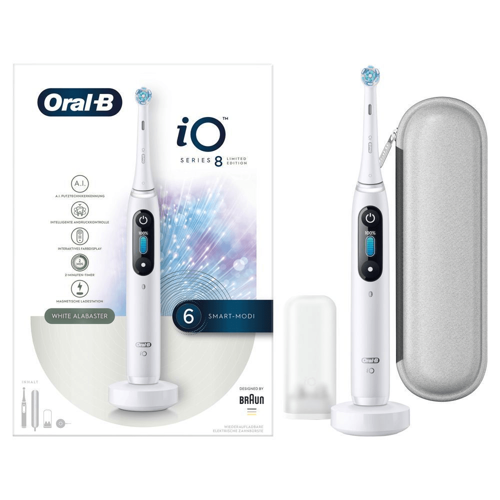 Bild: Oral-B iO 8 Limited Edition Elektrische Zahnbürste, White Slabaster 