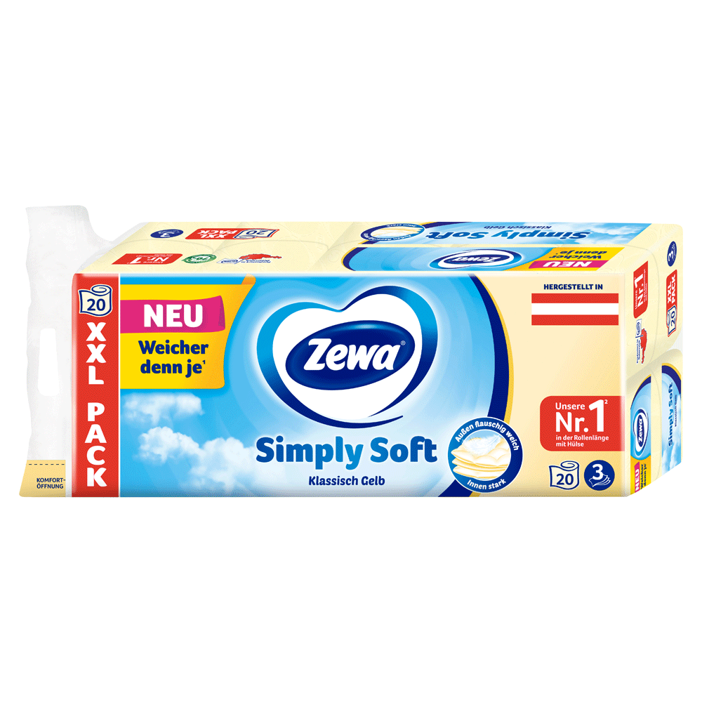 Bild: Zewa Toilettenpapier Simply Soft Klassisch Gelb 