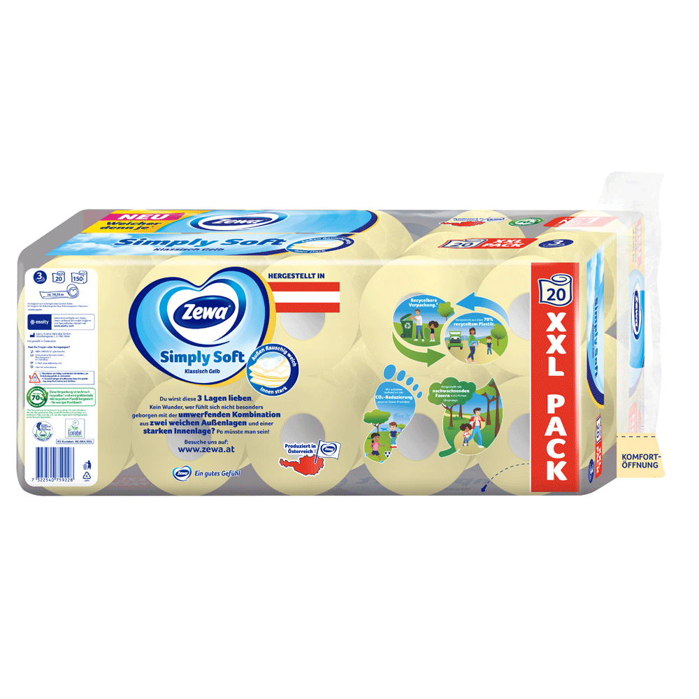Bild: Zewa Toilettenpapier Simply Soft Klassisch Gelb 