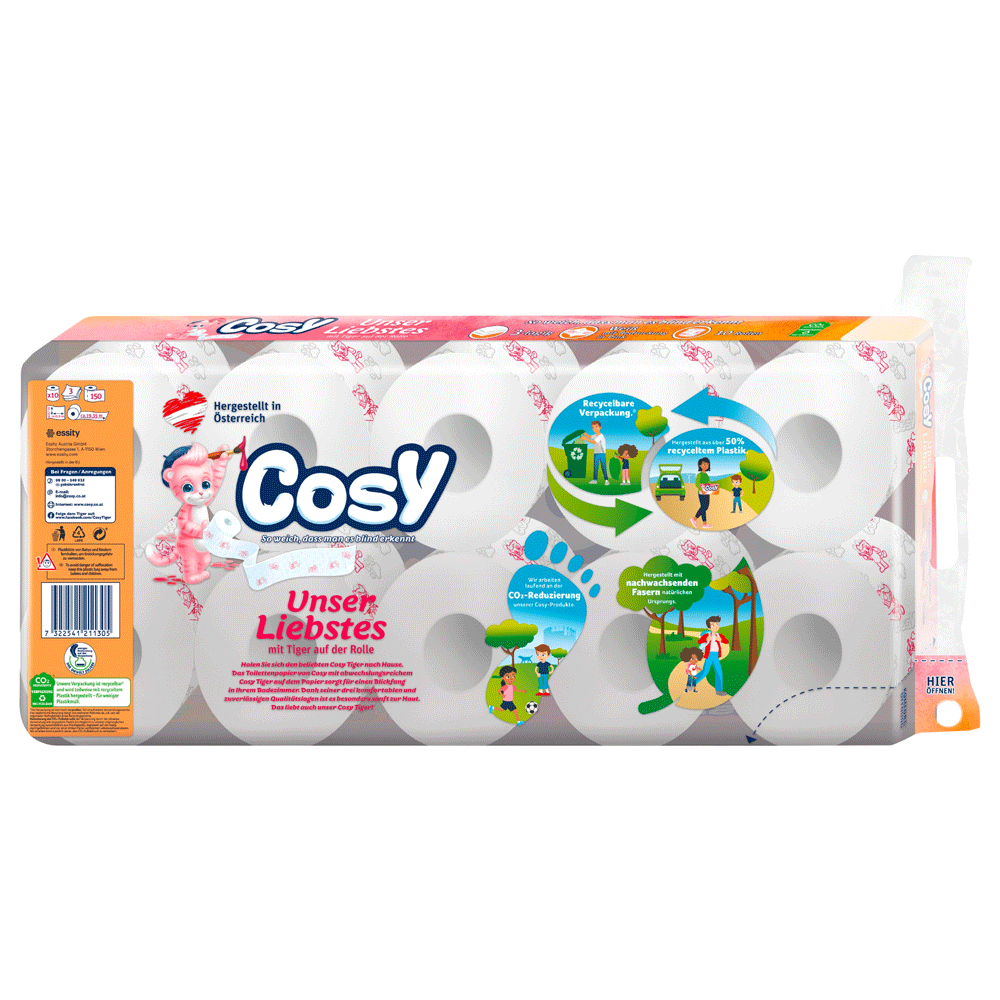 Bild: Cosy Toilettenpapier Rosa mit Tiger-Tatzen 