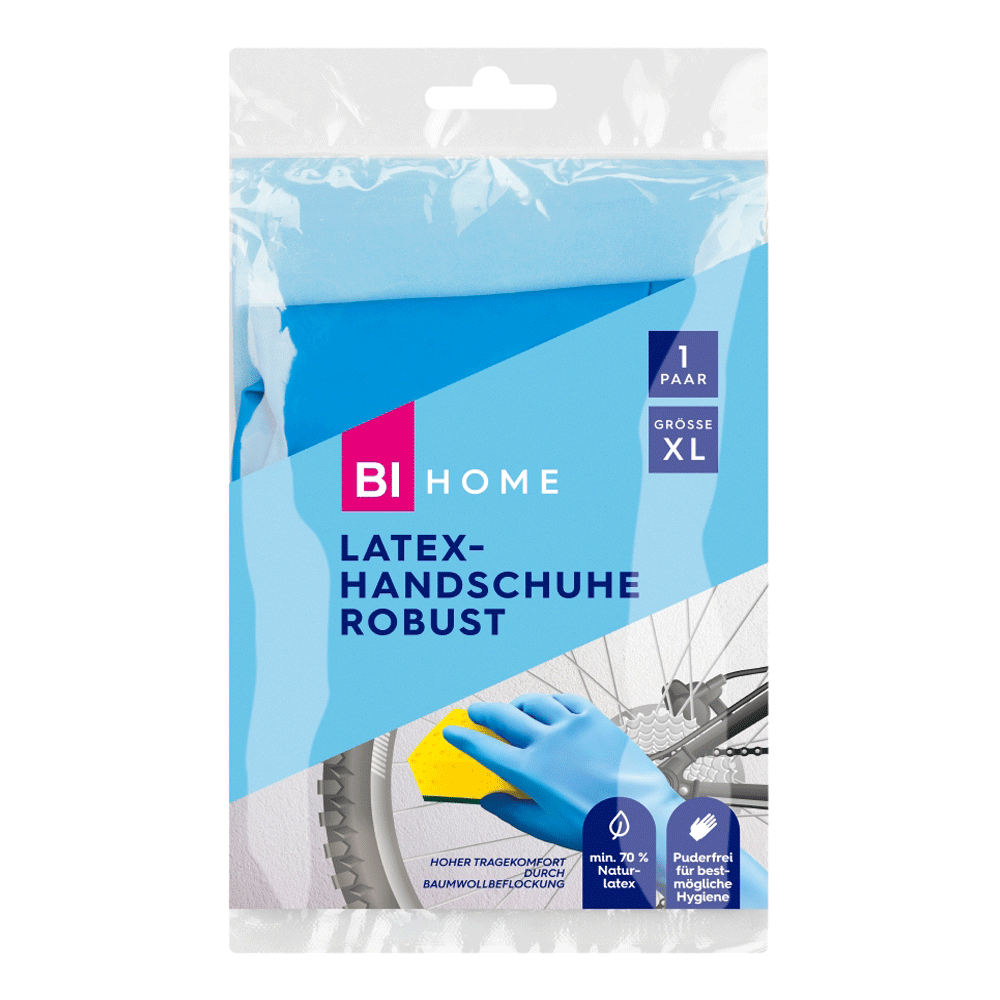 Bild: BI HOME Latex Handschuhe Robust Gr. XL 