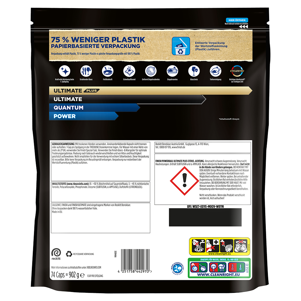 Bild: finish Powerball Ultimate Plus Geschirrspültabs Sparpack Citrus 