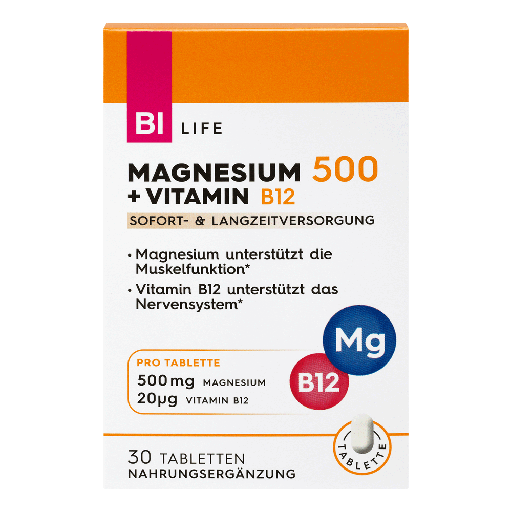 Bild: BI LIFE Magnesium 500 + Vitamin B12 
