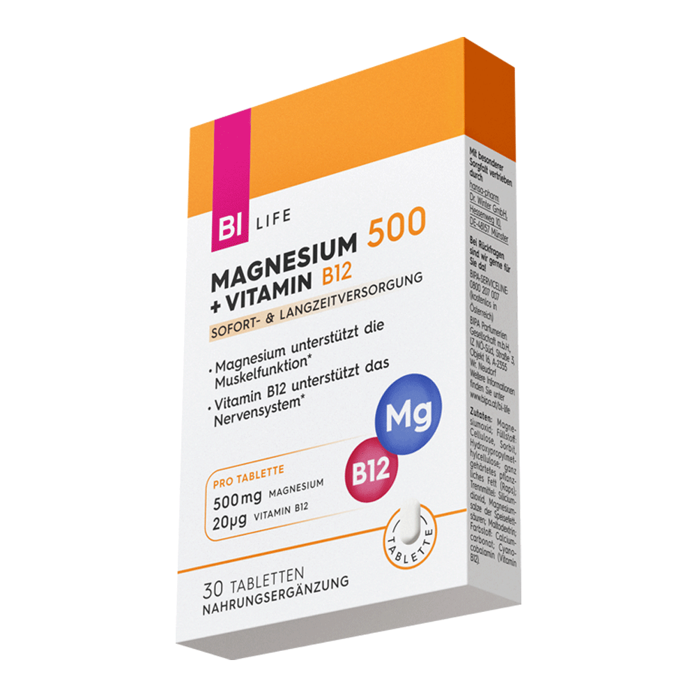 Bild: BI LIFE Magnesium 500 + Vitamin B12 