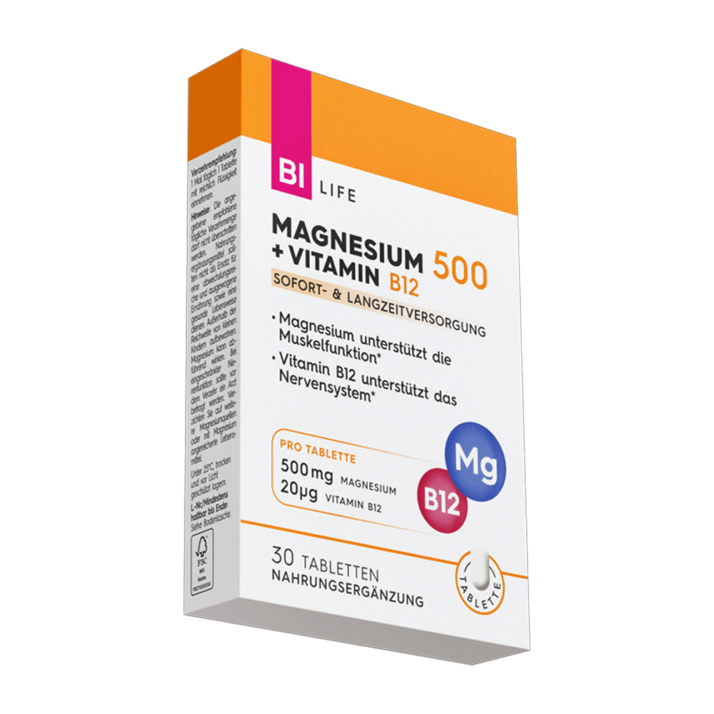 Bild: BI LIFE Magnesium 500 + Vitamin B12 