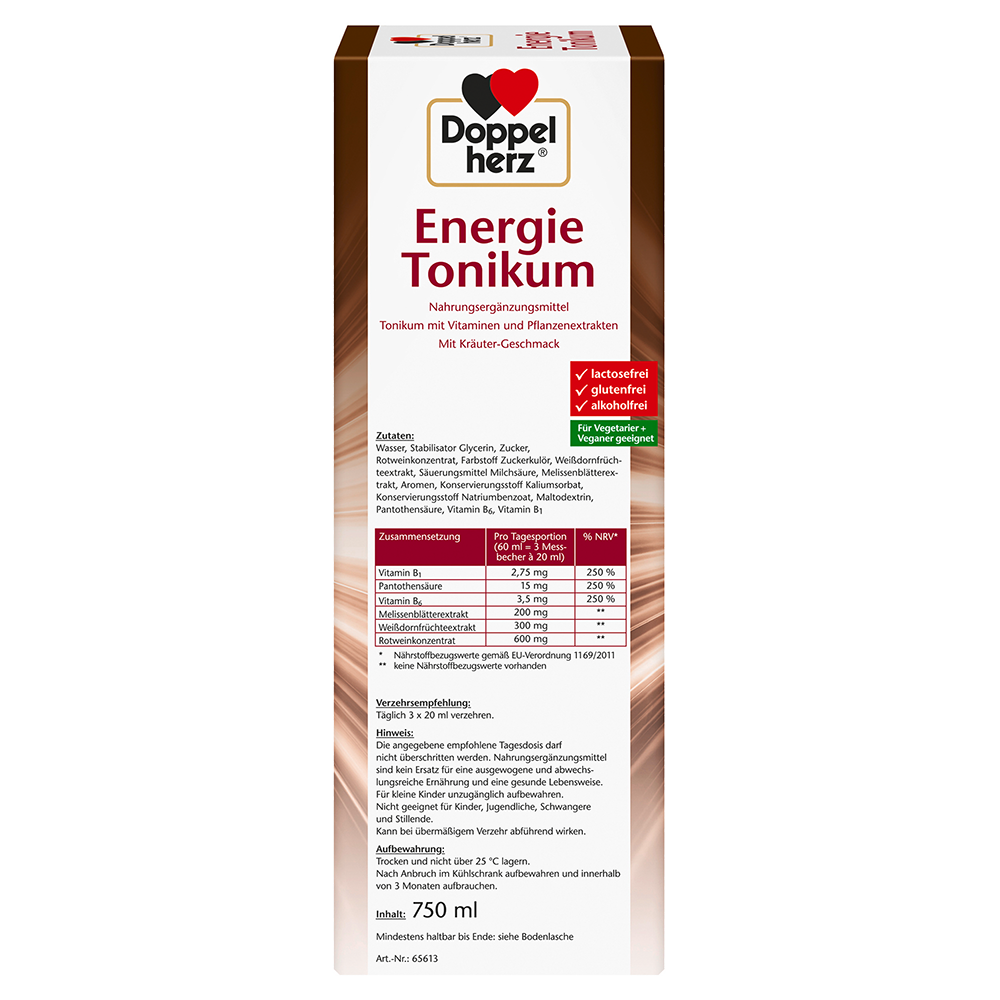 Bild: DOPPELHERZ Energie Tonikum B1 + B6 + Pantothensäure, Melisse, Weißdorn 