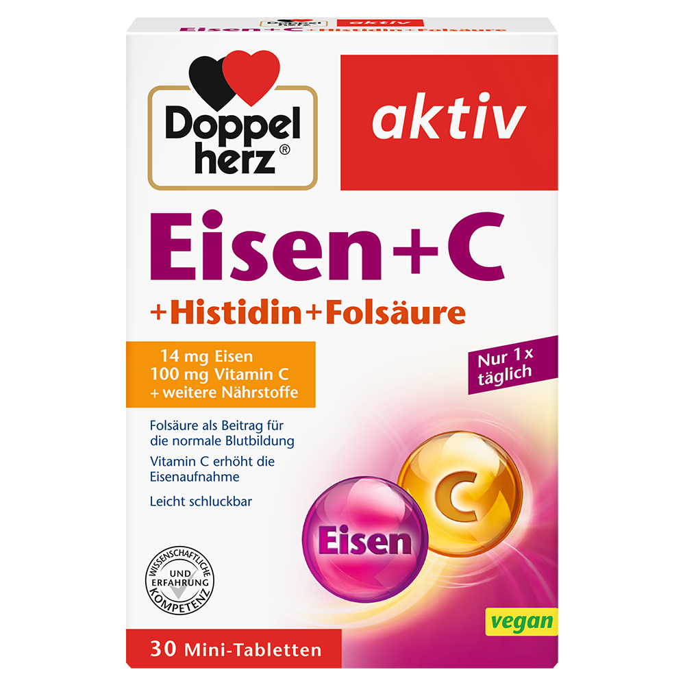 Bild: DOPPELHERZ Eisen + C + Histidin + Folsäure 