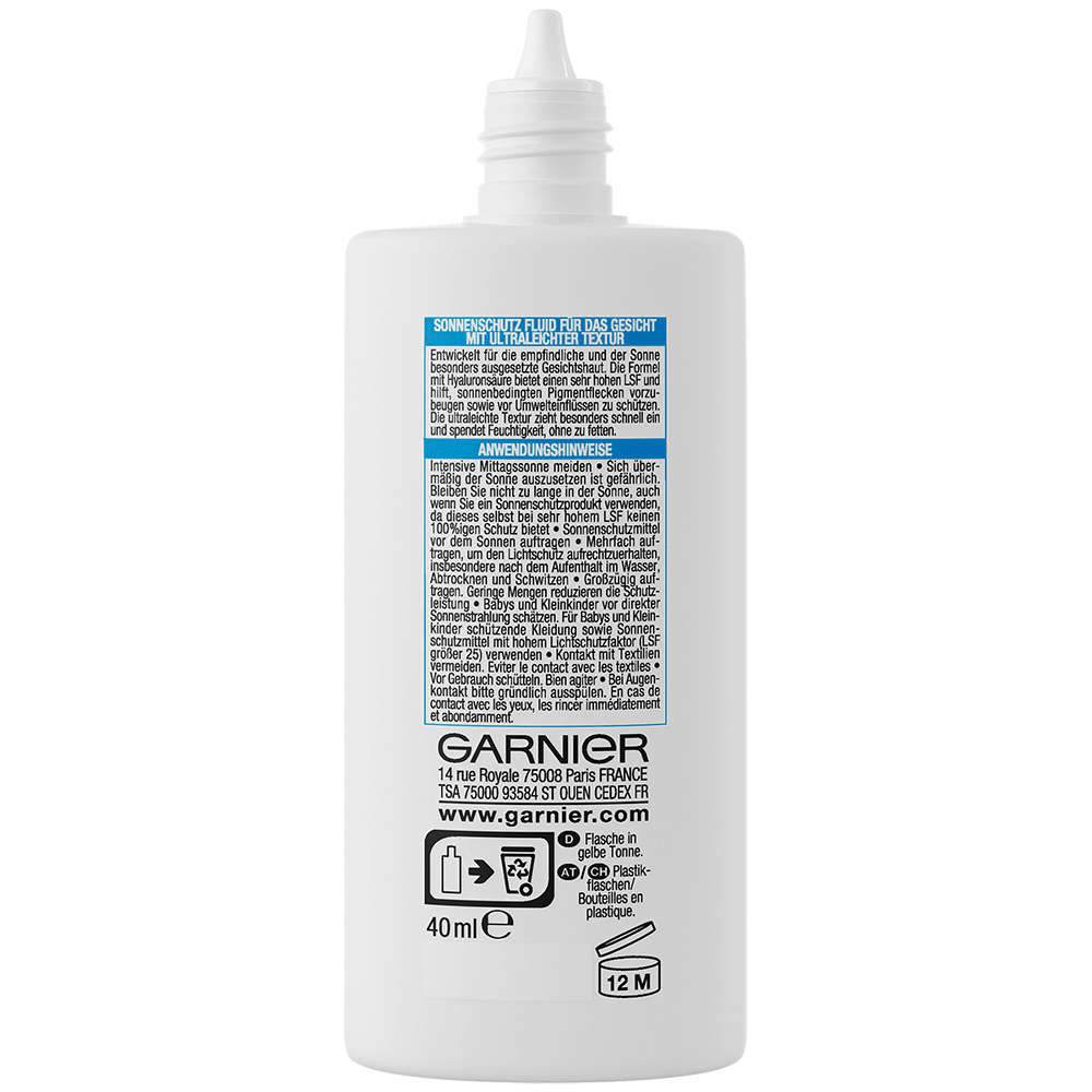 Bild: GARNIER AMBRE SOLAIRE Super UV Sonnenschutzfluid mit Hyaluronsäre LSF 50+ 